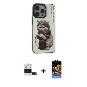 ieg™ iPhone 14 Pro Max Kılıf Siluet Modern Özel Seri - Siyah Buffer Hayalet Cam Ekran Koruyucu + Bilvis Titan Kamera Lens - GD