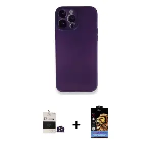 ieg™ iPhone 14 Pro Max Kılıf Yadigar Yansıma Serisi - Siyah Buffer Hayalet Cam Ekran Koruyucu + Bilvis Titan Kamera Lens - GD