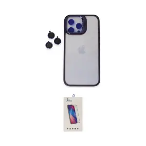ieg™ iPhone 14 Pro Max Kılıf Yankı Asil Serisi - Siyah Joko 5D Cam