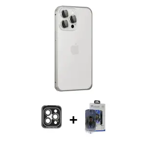 ieg™ iPhone 15 Pro Max Kılıf Eksen Form Serisi - Siyah Vanessa Magic Cam + PVD Metal Kamera Lens - GI