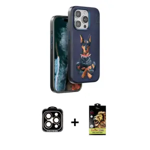 ieg™ iPhone 15 Pro Max Kılıf Nova Form Koleksiyonu - Siyah Buffer Cam Ekran Koruyucu + PVD Metal Kamera Lens - TU