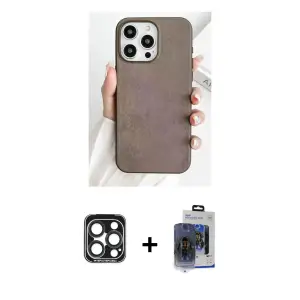 ieg™ iPhone 15 Pro Max Kılıf Pusula Modern - Siyah Vanessa Magic Cam + PVD Metal Kamera Lens - LT