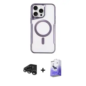ieg™ iPhone 15 Pro Max Kılıf Yadigar Klasik Özel Seri - Siyah Bilvis 5in1 5D Magic Hayalet Cam Ekran Koruyucu + Raze Metal Kamera Lens - TMGI