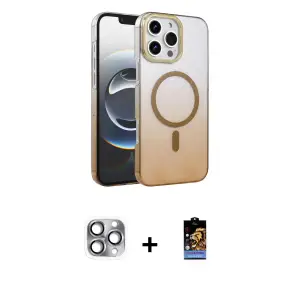 ieg™ iPhone 16 Pro Max Kılıf Ahenk Doku Özel Seri - Siyah Buffer Hayalet Cam Ekran Koruyucu + Pers Alüminyum Kamera Lens - GI