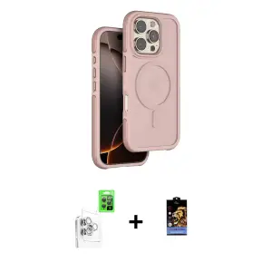 ieg™ iPhone 16 Pro Max Kılıf Çekirdek Minimal Prime - Siyah Buffer Hayalet Cam Ekran Koruyucu + Raze Metal Kamera Lens - BZ
