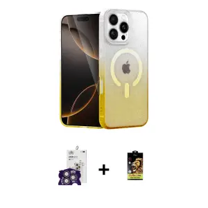 ieg™ iPhone 16 Pro Max Kılıf Eksen Minimal Özel Seri - Siyah Buffer Cam Ekran Koruyucu + Bilvis Titan Kamera Lens - GS