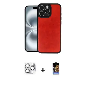 ieg™ iPhone 16 Pro Max Kılıf Kıvılcım Işık Serisi - Siyah Buffer Hayalet Cam Ekran Koruyucu + Pers Alüminyum Kamera Lens - GS