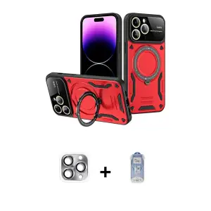 ieg™ iPhone 16 Pro Max Kılıf Kıvılcım Modern Serisi - Siyah Joko Magic 5D Cam + Pers Alüminyum Kamera Lens - GI