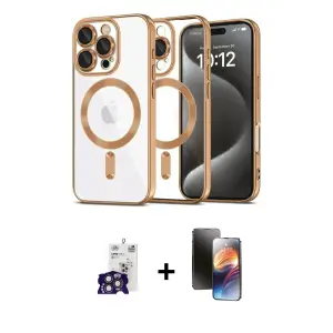 ieg™ iPhone 16 Pro Max Kılıf Nova Işık Özel Seri - Siyah 3D Antistatik Mat Seramik Nano Ekran Koruyucu + Bilvis Titan Kamera Lens - TMGI
