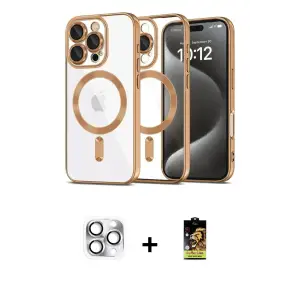 ieg™ iPhone 16 Pro Max Kılıf Nova Işık Özel Seri - Siyah Buffer Cam Ekran Koruyucu + Pers Alüminyum Kamera Lens - GS