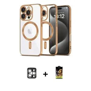ieg™ iPhone 16 Pro Max Kılıf Nova Işık Özel Seri - Siyah Buffer Cam Ekran Koruyucu + PVD Metal Kamera Lens - GS
