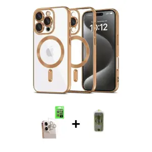 ieg™ iPhone 16 Pro Max Kılıf Nova Işık Özel Seri - Siyah Joko Magic 5D Hayalet Cam + Raze Metal Kamera Lens - NLGY