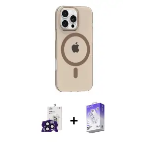 ieg™ iPhone 16 Pro Max Kılıf Pusula Form Özel Seri - Siyah Bilvis 5in1 3D Magic Cam Ekran Koruyucu + Bilvis Titan Kamera Lens - SH