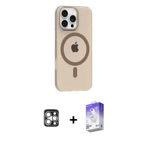 ieg™ iPhone 16 Pro Max Kılıf Pusula Form Özel Seri - Siyah Bilvis 5in1 3D Magic Cam Ekran Koruyucu + PVD Metal Kamera Lens - GS