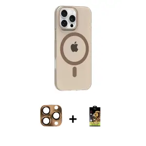ieg™ iPhone 16 Pro Max Kılıf Pusula Form Özel Seri - Siyah Buffer Cam Ekran Koruyucu + Pers Alüminyum Kamera Lens - CLTM