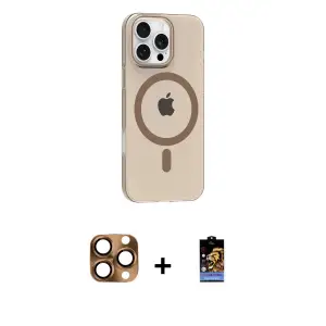 ieg™ iPhone 16 Pro Max Kılıf Pusula Form Özel Seri - Siyah Buffer Hayalet Cam Ekran Koruyucu + Pers Alüminyum Kamera Lens - CLTM
