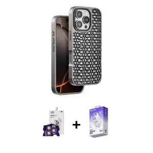 ieg™ iPhone 16 Pro Max Kılıf Siluet Form Serisi - Siyah Bilvis 5in1 3D Magic Cam Ekran Koruyucu + Bilvis Titan Kamera Lens - GS