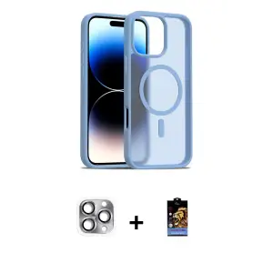ieg™ iPhone 16 Pro Max Kılıf Siluet Minimal Prime - Siyah Buffer Hayalet Cam Ekran Koruyucu + Pers Alüminyum Kamera Lens - GI