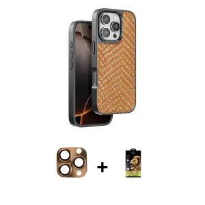ieg™ iPhone 16 Pro Max Kılıf Vadi Özel Seri - Siyah Buffer Cam Ekran Koruyucu + Pers Alüminyum Kamera Lens - CLTM