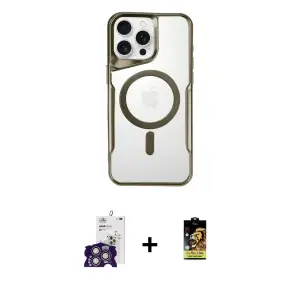 ieg™ iPhone 16 Pro Max Kılıf Yadigar Klasik Özel Seri - Siyah Buffer Cam Ekran Koruyucu + Bilvis Titan Kamera Lens - GS