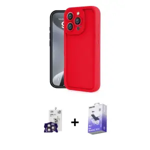 ieg™ iPhone 16 Pro Max Kılıf Yankı Yansıma Özel Seri - Siyah Bilvis 5in1 5D Magic Hayalet Cam Ekran Koruyucu + Bilvis Titan Kamera Lens - TMGI