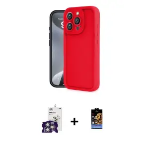 ieg™ iPhone 16 Pro Max Kılıf Yankı Yansıma Özel Seri - Siyah Buffer Hayalet Cam Ekran Koruyucu + Bilvis Titan Kamera Lens - GS