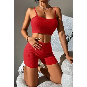 ieg™ Kadın Kırmızı Şortlu Kaşkorse Gecelik Takım