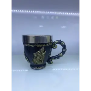 Kurt işlemeli Çelik Kupa Kod 6922