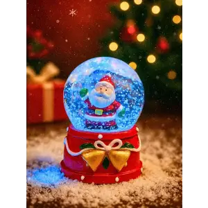 LED Işıklı 2026 Yılbaşı Kar Küresi – 9 cm Orta Boy Noel Baba Figürlü Dekoratif Süs 48