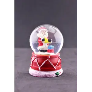 Noel Baba ve Hediye Paketi Temalı Mini Boy Işıklı  Yılbaşı Kar Küresi 6.5 cm1A