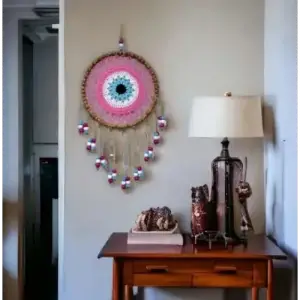 Örgülü Duvar Süsü Pembe Boncuklu Duvar Dekoru