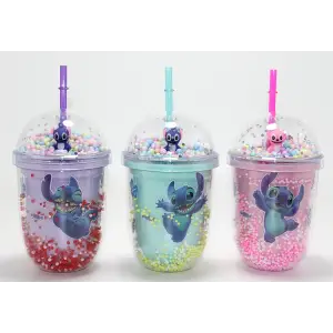 Stitch Figürlü Pipetli Kapaklı Kupa Bardak