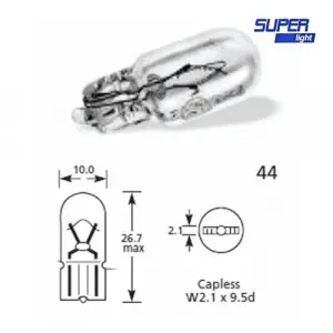 Super Light T10 Dipsiz Halojen Park Ampulü 12v 2li