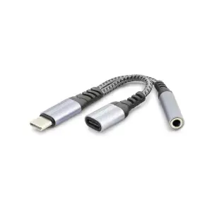 Type-C To Type-C + 3.5 Mm F Kablo Audıo Siyah GJ-014