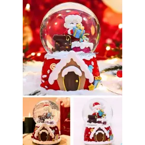 Yılbaşı 2025 Noel Baba Hediyeleri 13 cm Orta Boy Işıklı Müzikli Kar Küresi 59B