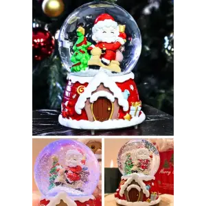 Yılbaşı 2025 Noel Baba Temalı 13 cm Orta Boy Işıklı Müzikli Kar Küresi 59A