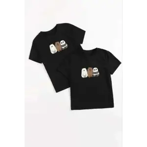 iegiyim™ Çocuk Unisex Baskılı T-Shirt - Siyah