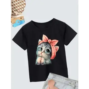 iegiyim™ Çocuk Unisex Baskılı T-Shirt - Siyah