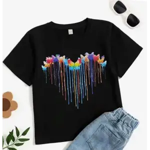 iegiyim™ Çocuk Unisex Baskılı T-Shirt - Siyah