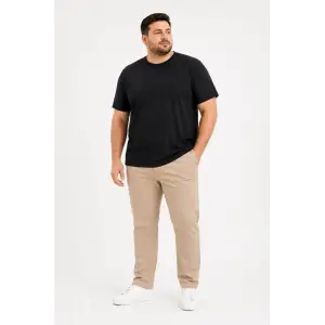 iegiyim™ Erkek Battal Big Size Basic Tişört Bisiklet Yaka Rahat Kalıp T-Shirt - Siyah