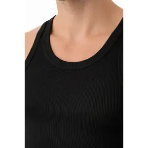 iegiyim™ Erkek Fitilli Likralı Kaşkorse Atlet Vücuda Oturan Basic Şıklık - Siyah