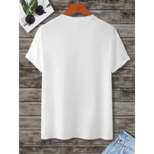 iegiyim™ Kadın Baskılı Oversize  kısa kol T-Shirt - Beyaz