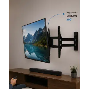 Lcd Led Tv Duvar Aparatı Çift Kollu Hareketli Askı Sistemi