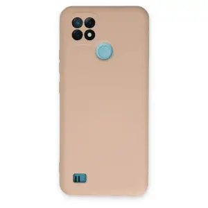 Realme C21 Kılıf Nano İçi Kadife Silikon - Pudra