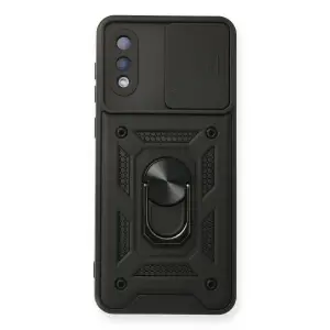 Samsung Galaxy A02 Kılıf Pars Lens Yüzüklü Silikon - Siyah