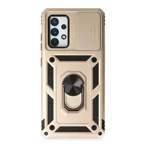 Samsung Galaxy A72 Kılıf Pars Lens Yüzüklü Silikon - Gold