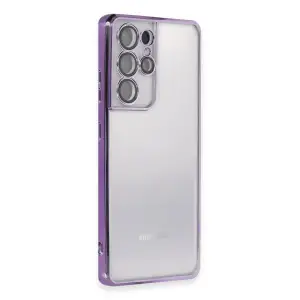 Samsung Galaxy S21 Ultra Kılıf Razer Lensli Silikon - Mor