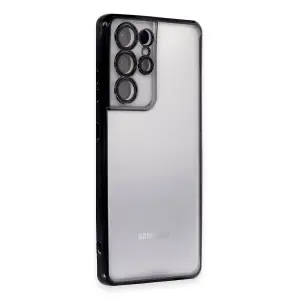 Samsung Galaxy S21 Ultra Kılıf Razer Lensli Silikon - Siyah