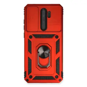 Xiaomi Redmi Note 8 Pro Kılıf Pars Lens Yüzüklü Silikon - Kırmızı