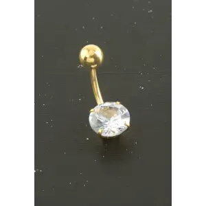Yuvarlak Zirkon Taşlı Çelik Piercing 1 Adet